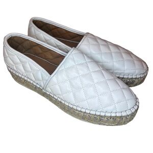 Maiden Lane White Platform Metallic Slip-On Espadrilles